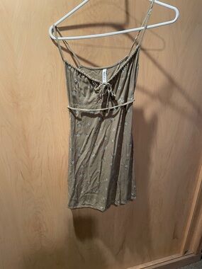 RVCA khaki tan floral spaghetti-strap mini dress